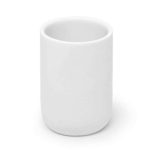 White cup for holding knives forks & spoons
