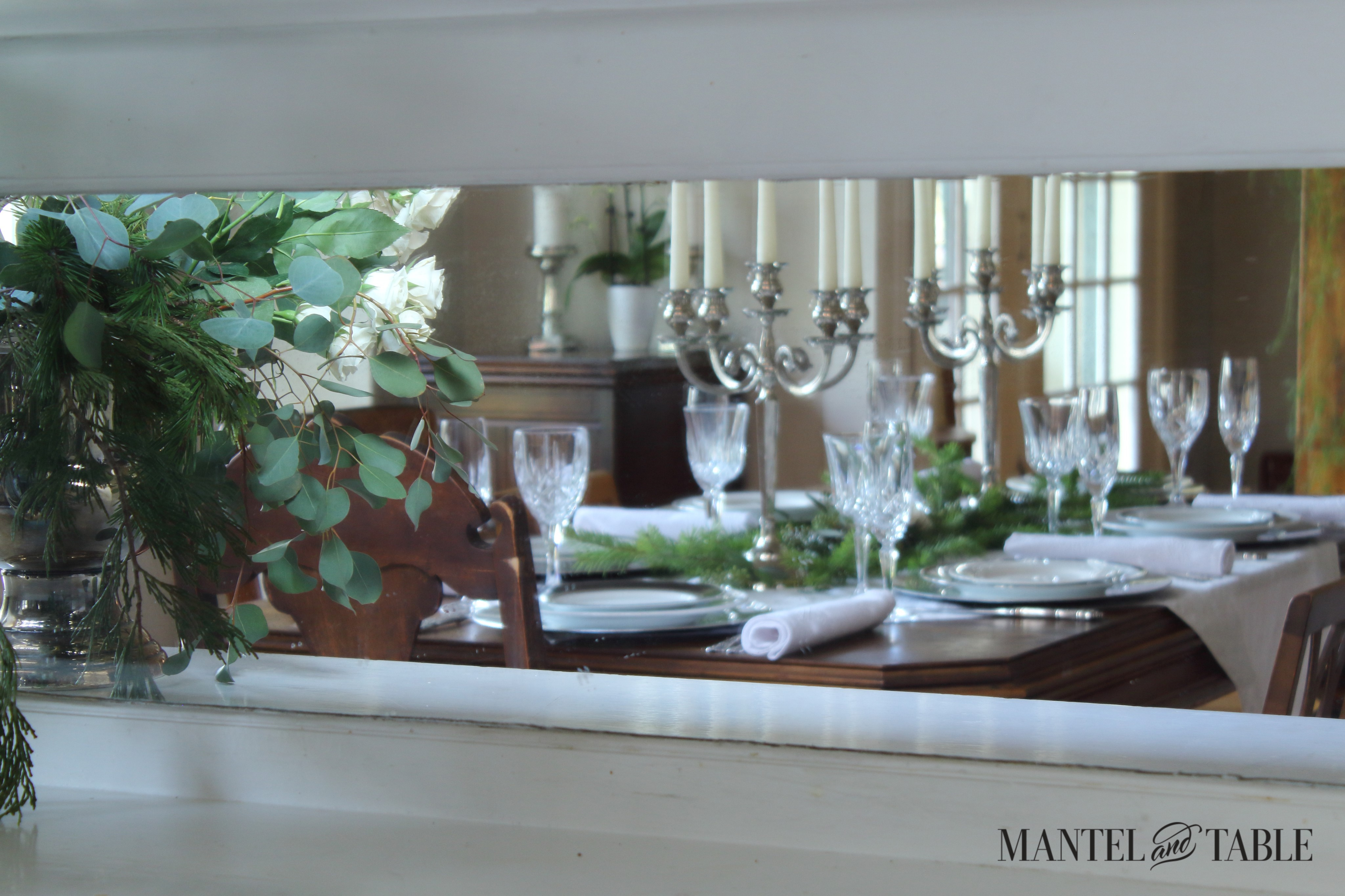 White Holiday Table Reflection