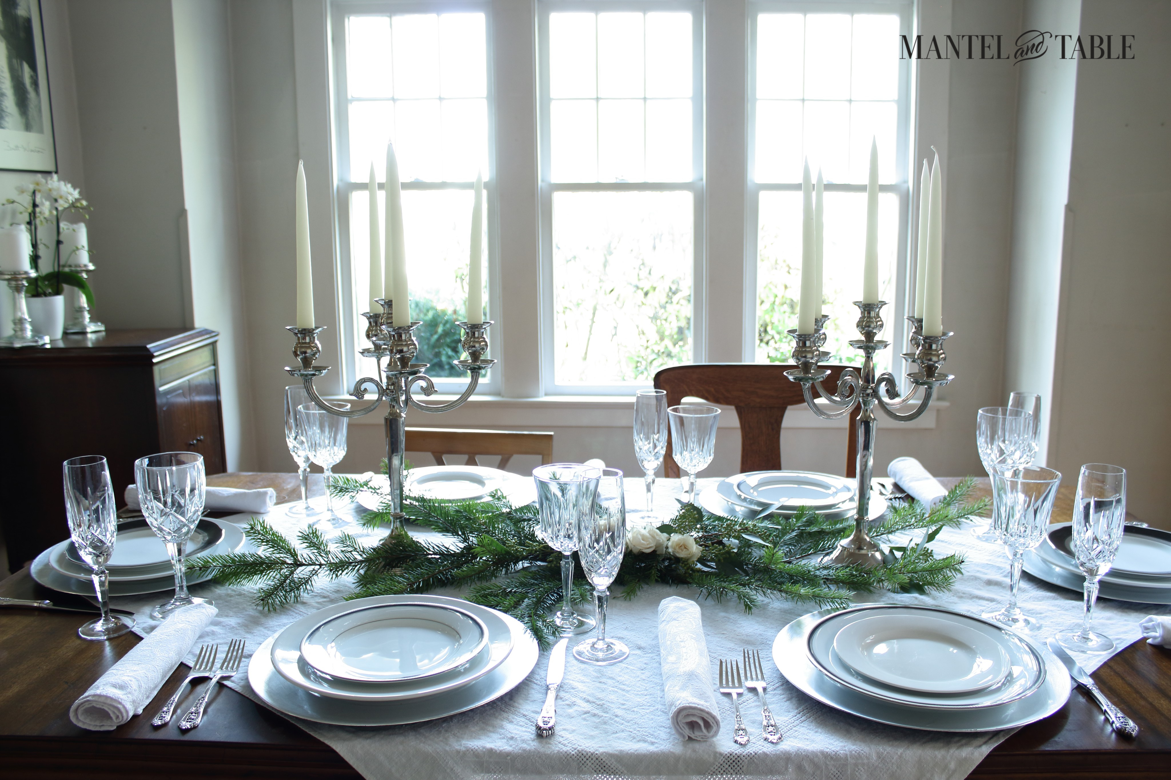 Full White Eucalyptus Holiday Table