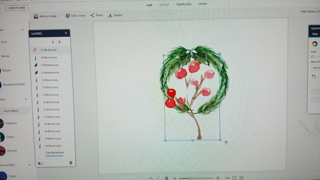 Here's a quick How-To for a beautiful holiday wreath graphic using PicMonkey and some lovely watercolor clip art. Perfect for greeting cards, etc!
