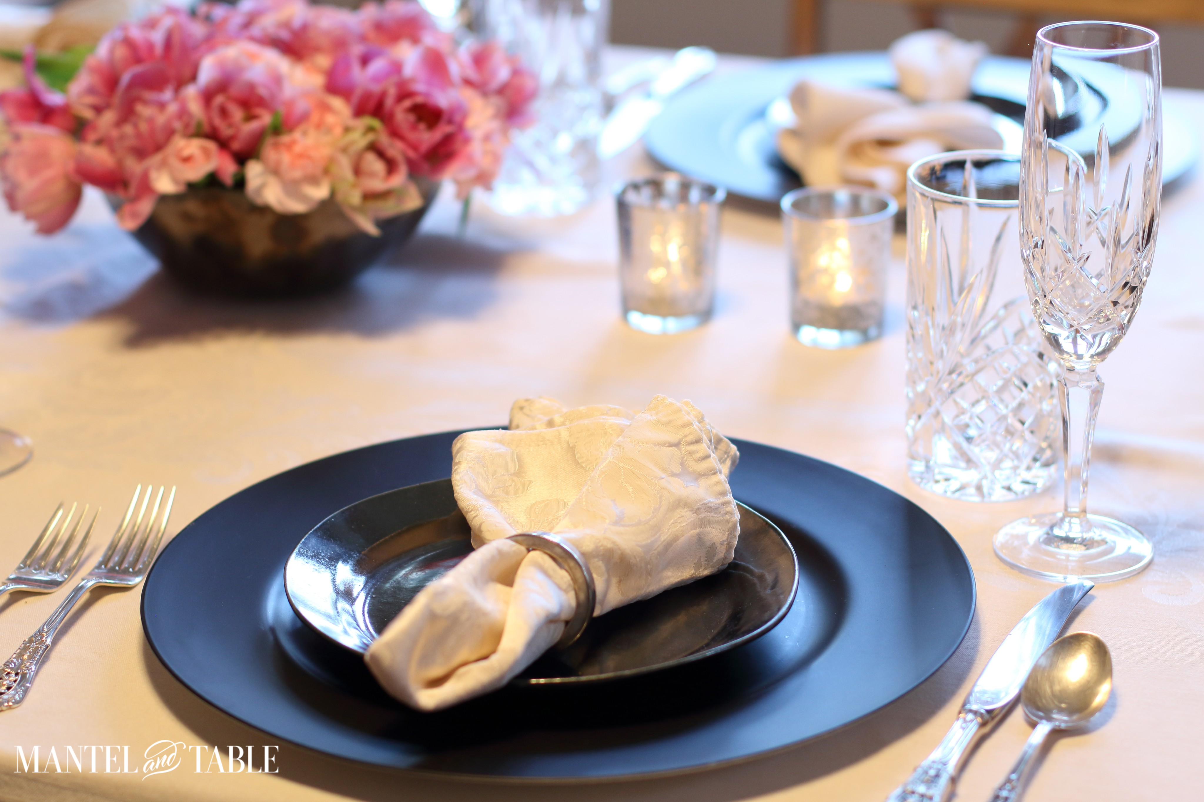 Feminine Industrial style is a thing! Here's some inspiration for adding Industrial chic to a beautiful feminine tablescape!