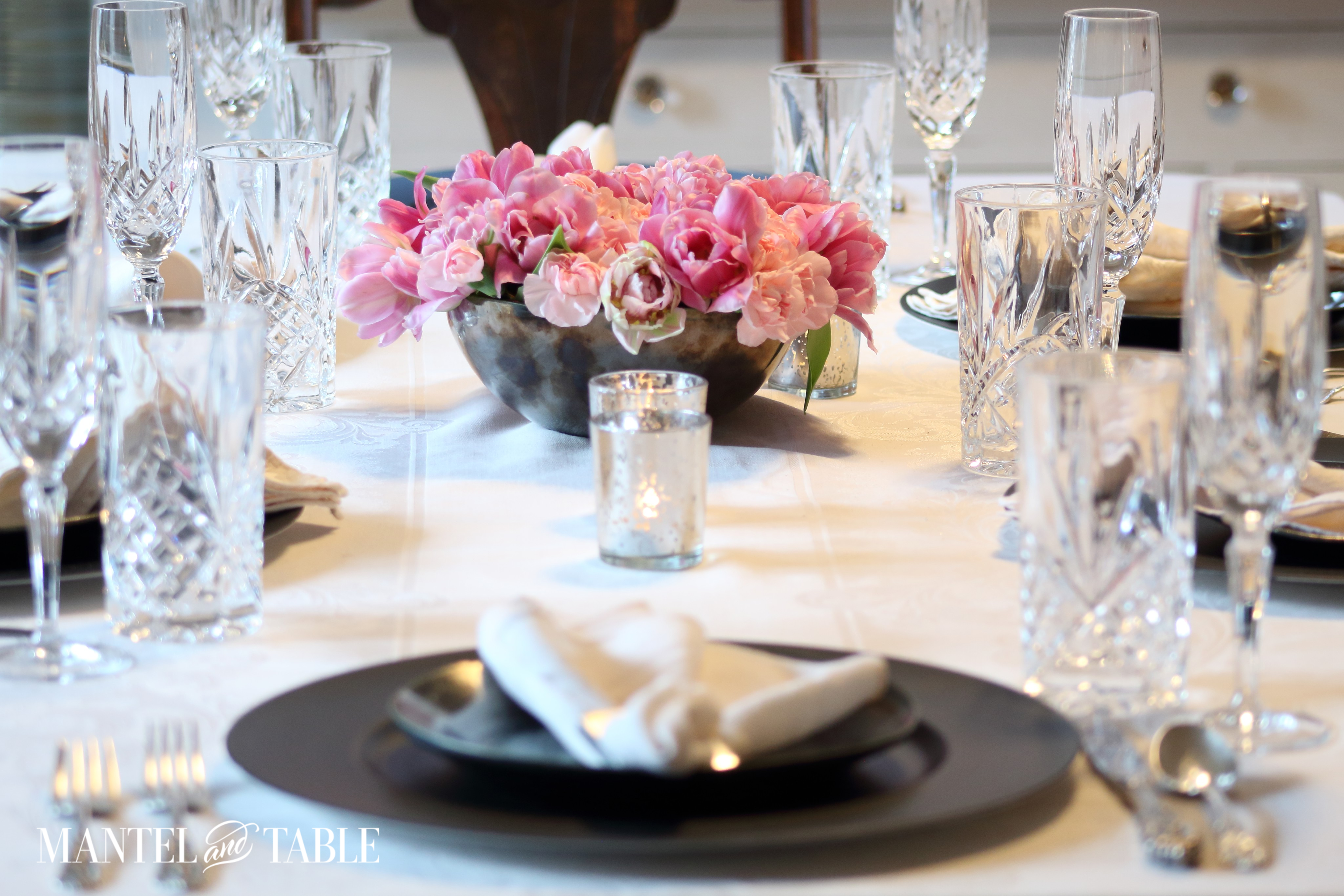 Fresh Feminine Industrial style holiday tablescape