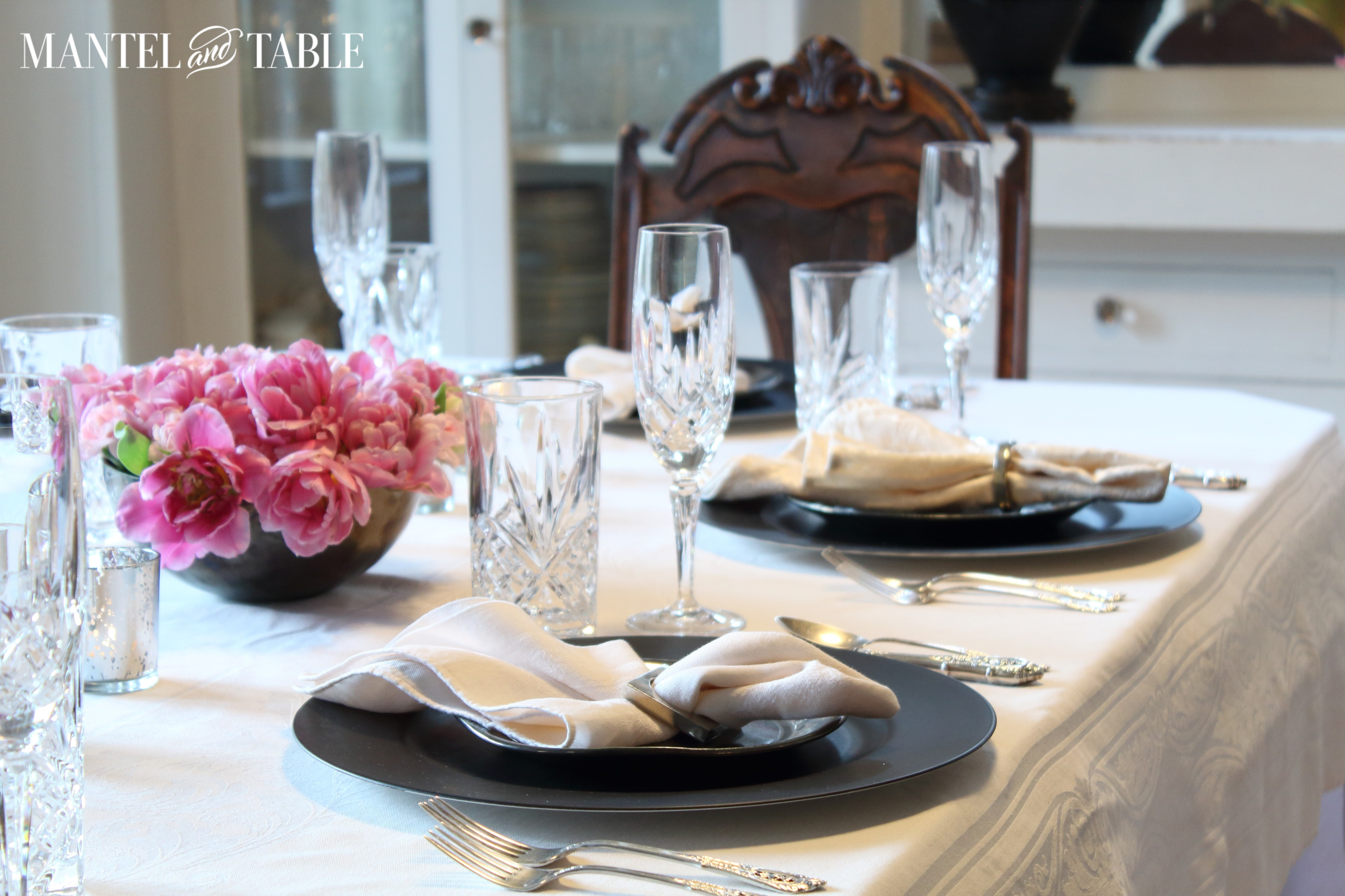 Feminine Industrial style is a thing! Here's some inspiration for adding Industrial chic to a beautiful feminine tablescape!