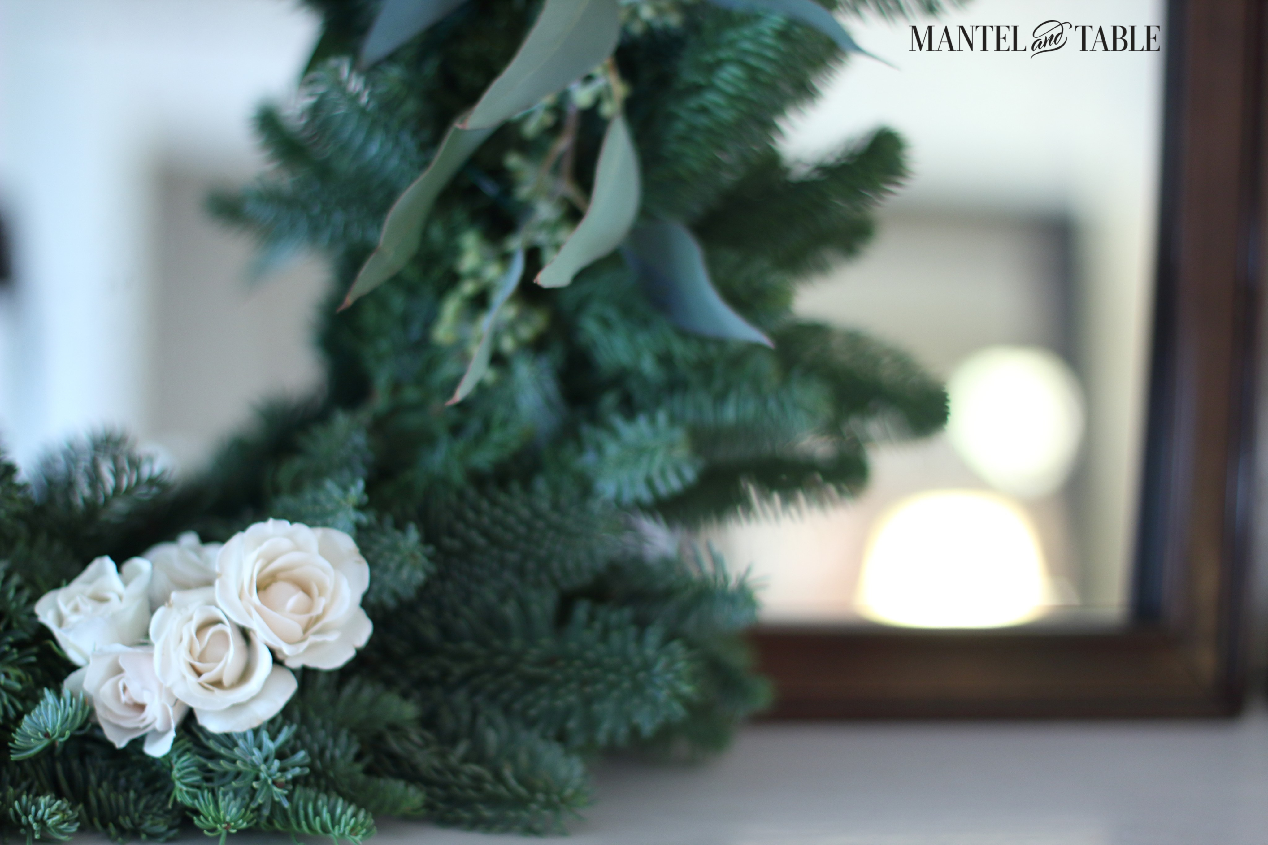Wreath with white roses