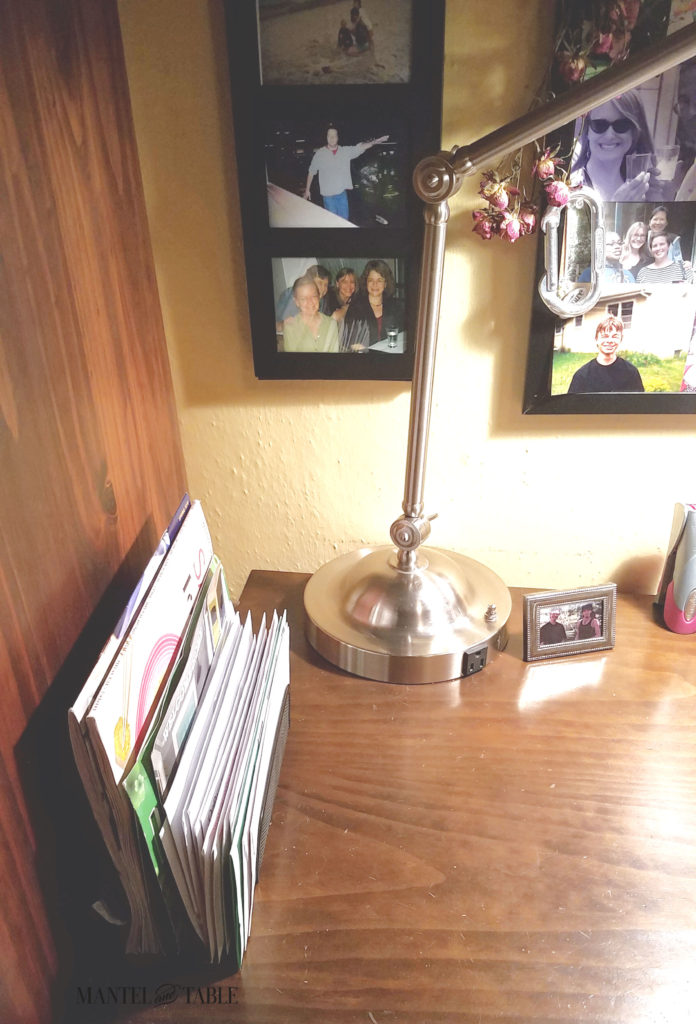 A cleaner desk with a mail holder!
