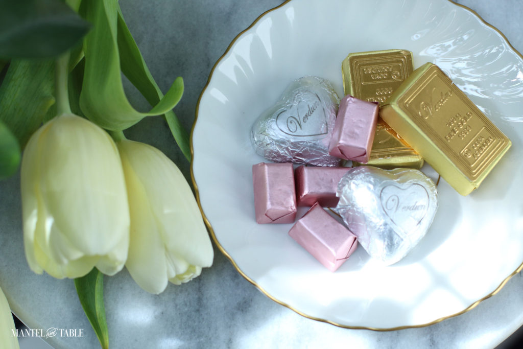 Spa Day ~ dish of foil wrapped chocolates