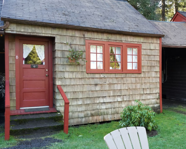 Lovely little shingled cottage with red trim