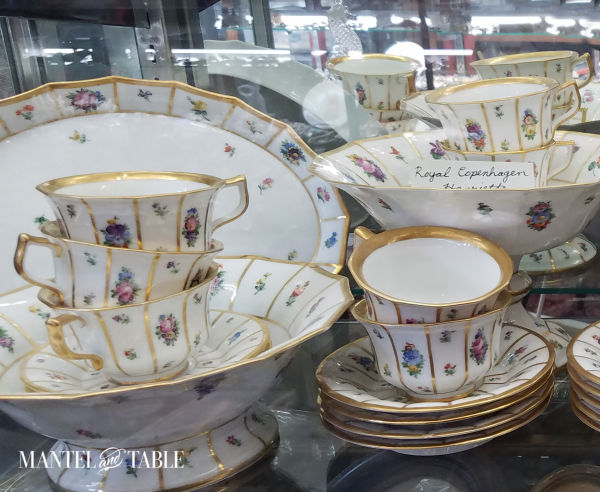 Beautiful gold-rimmed flowered china set