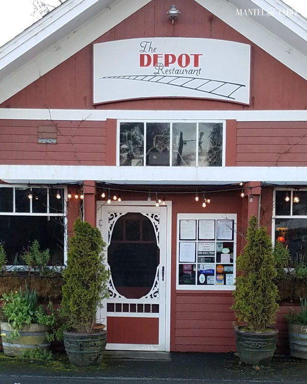 Front of the Depot Restaurant - red paint with white trim
