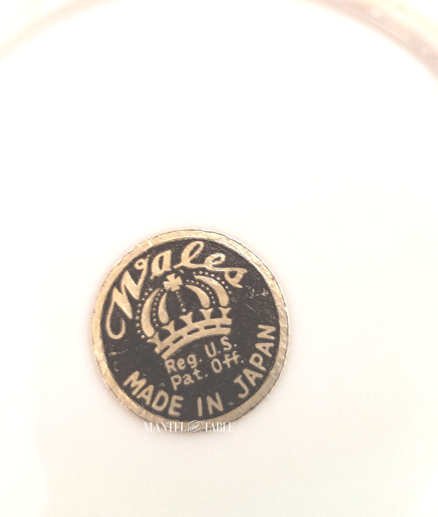 Bottom of saucer with Wales Made in Japan sticker
