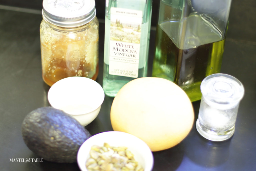 Grapefruit Avocado Salad Ingredients on the counter