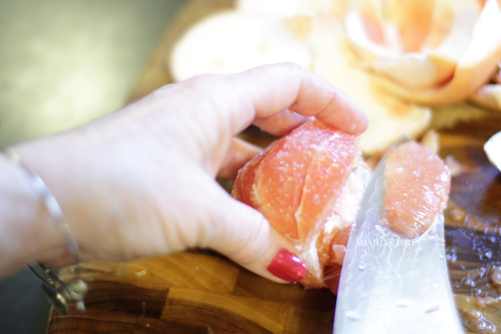 Supreming the grapefruit with a knife. Easier!