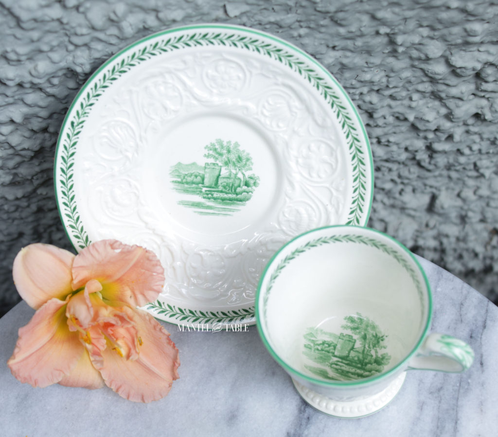 Wedgwood Torbay teacup and saucer with peach daylily