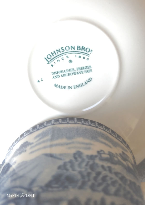 Underside of saucer, showing "Dishwasher, Freezer, and Microwave Safe" markings