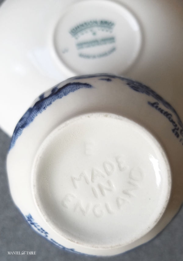 Underside of teacup & saucer, showing markings