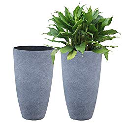 Tall grey resin planters