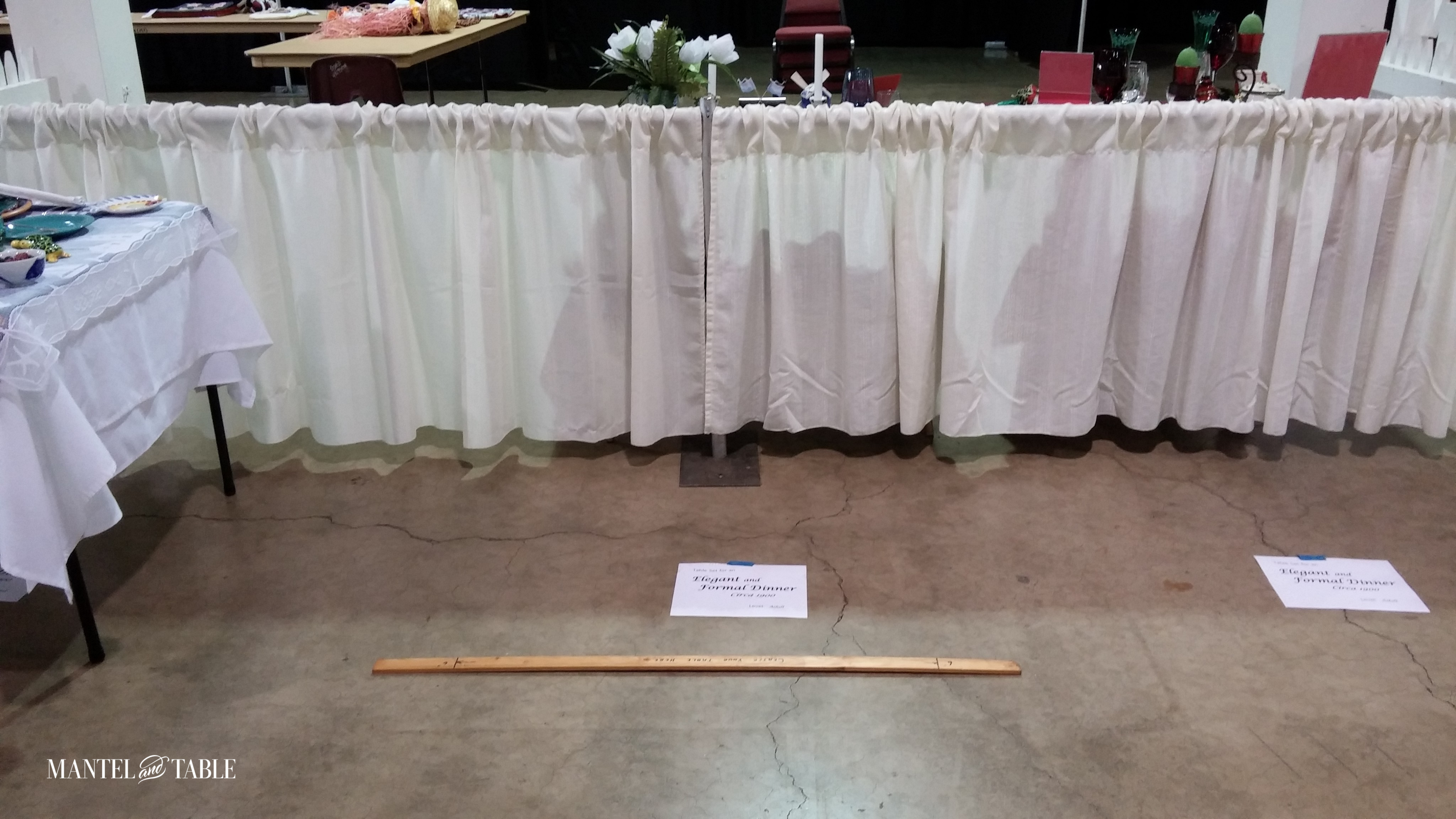 Sign on the floor where my table goes.