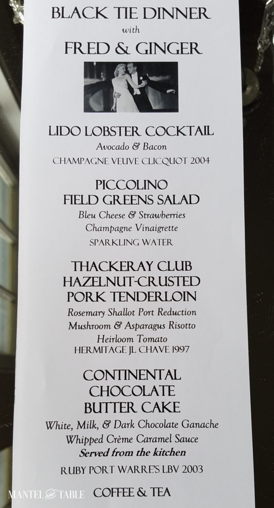Dinner with Fred & Ginger Menu