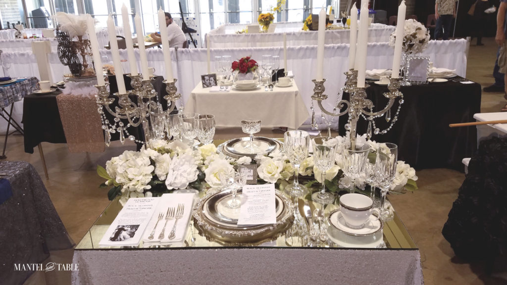 Several tables in the tablescape competition area at the state fair