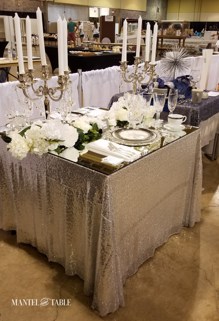 Tables in the tablescape competition area at State Fair