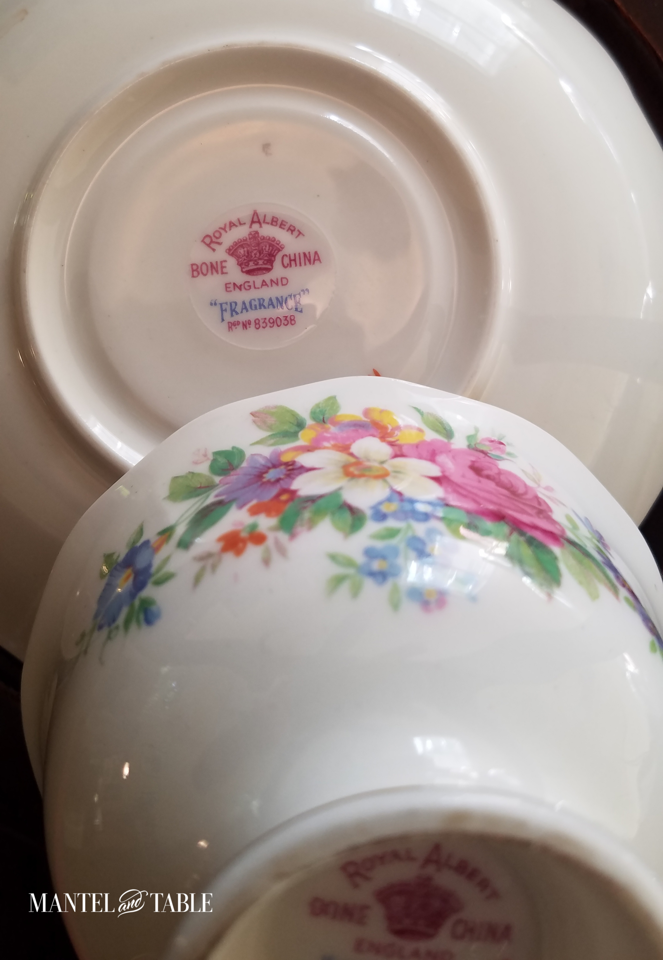 Royal Albert Fragrance teacup and saucer backstamps