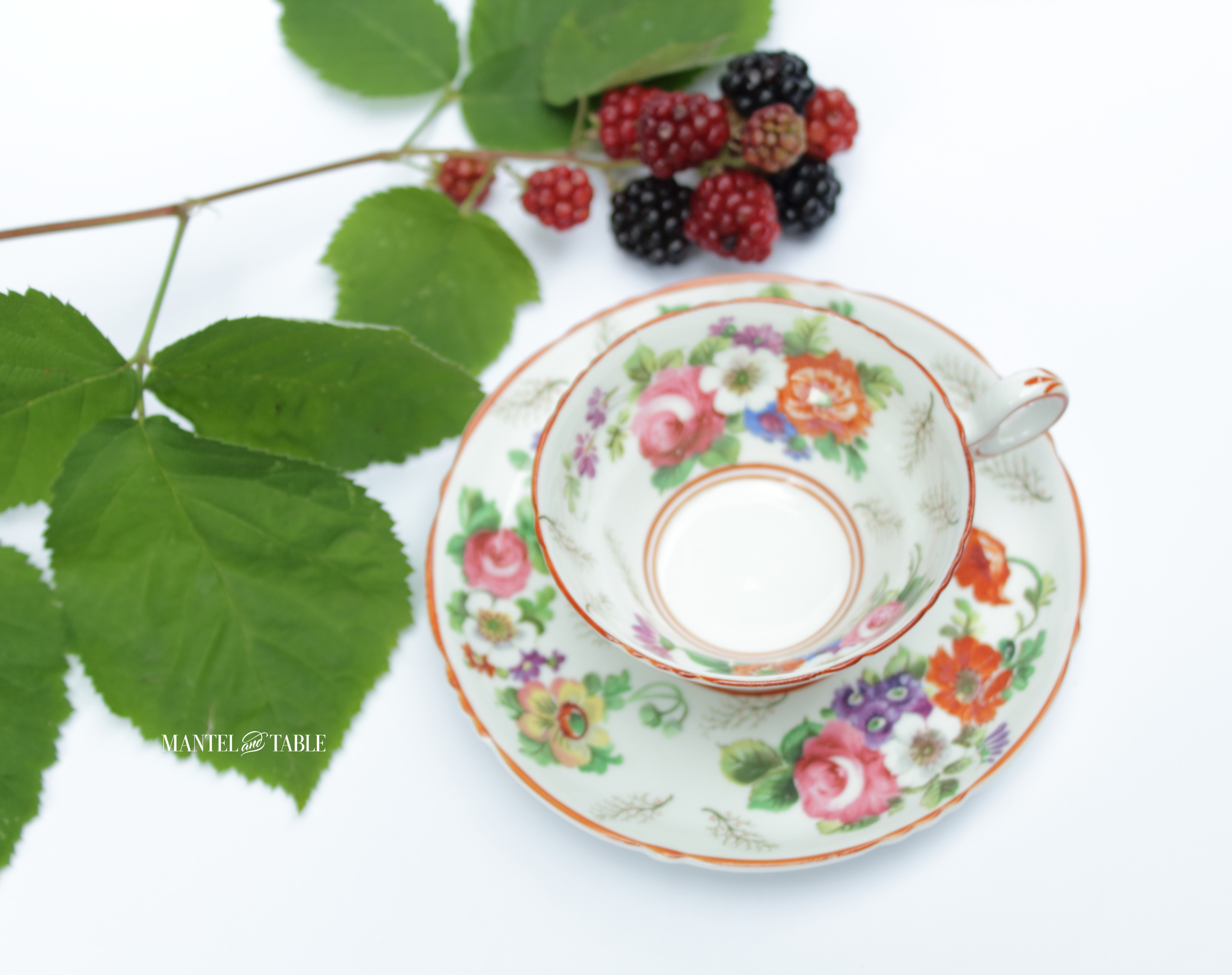 Floral teacup top view