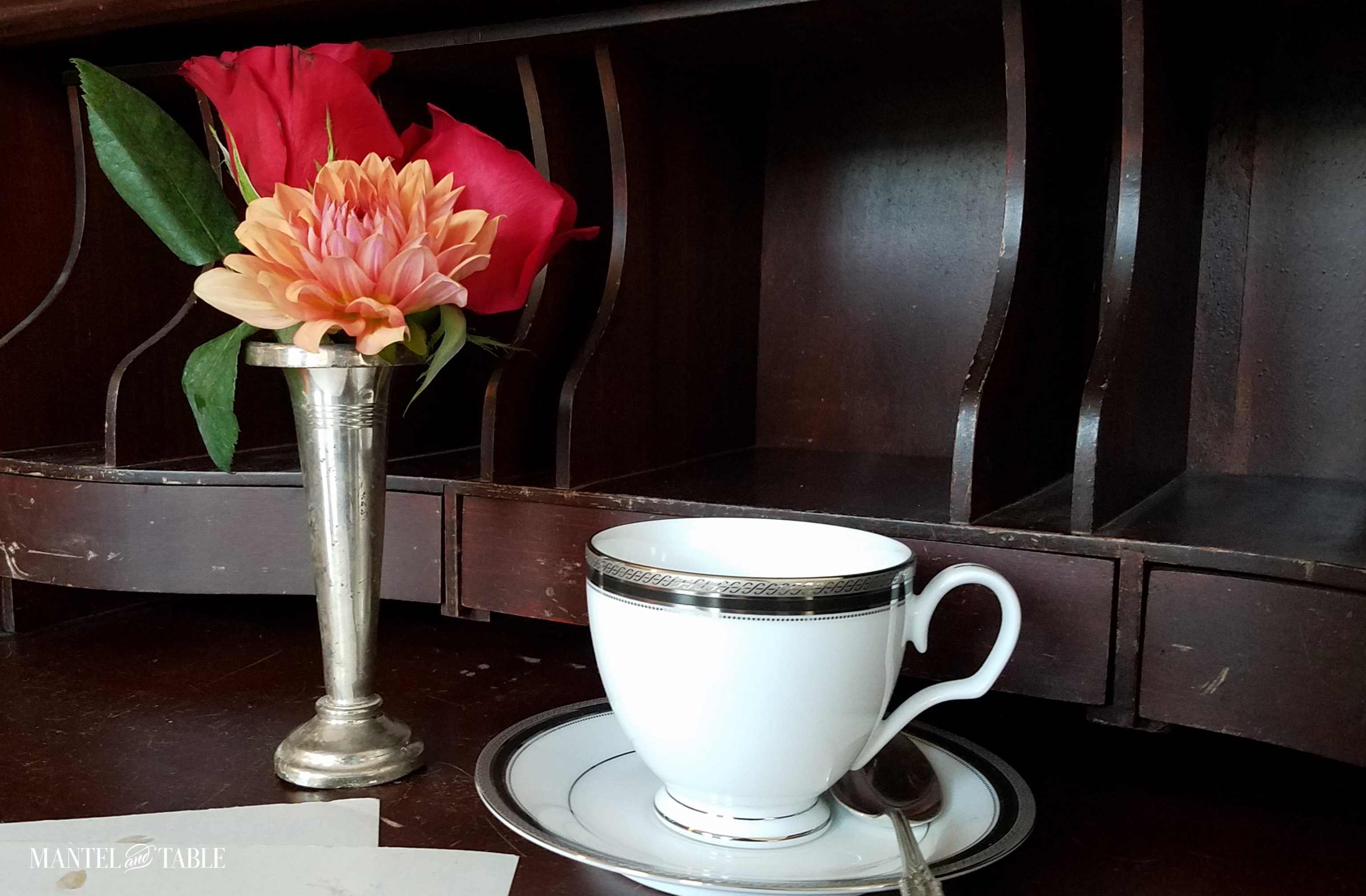 teacup flowers and paper