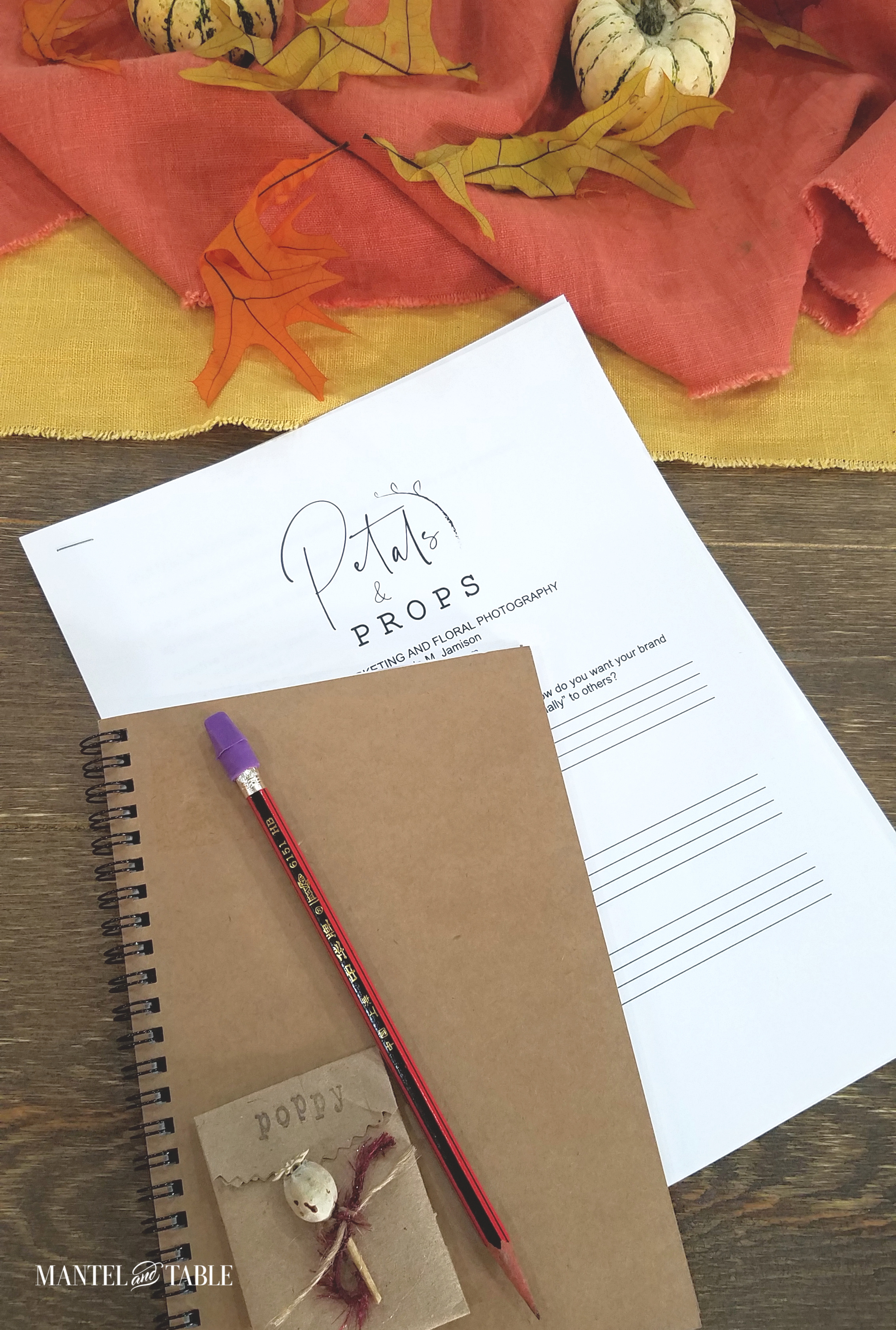 Petals & Props worksheet and notebook