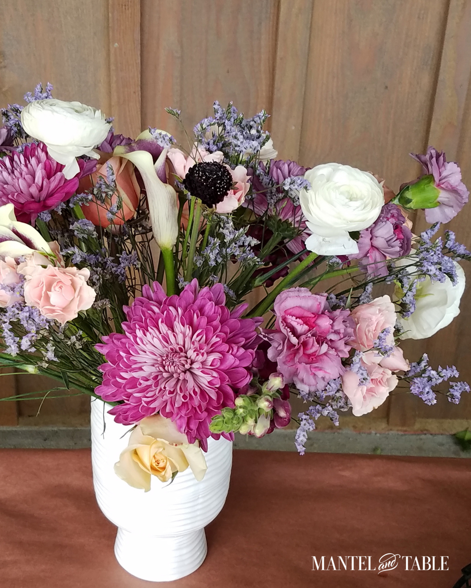 Flower arrangement at the Petals & Props workshop