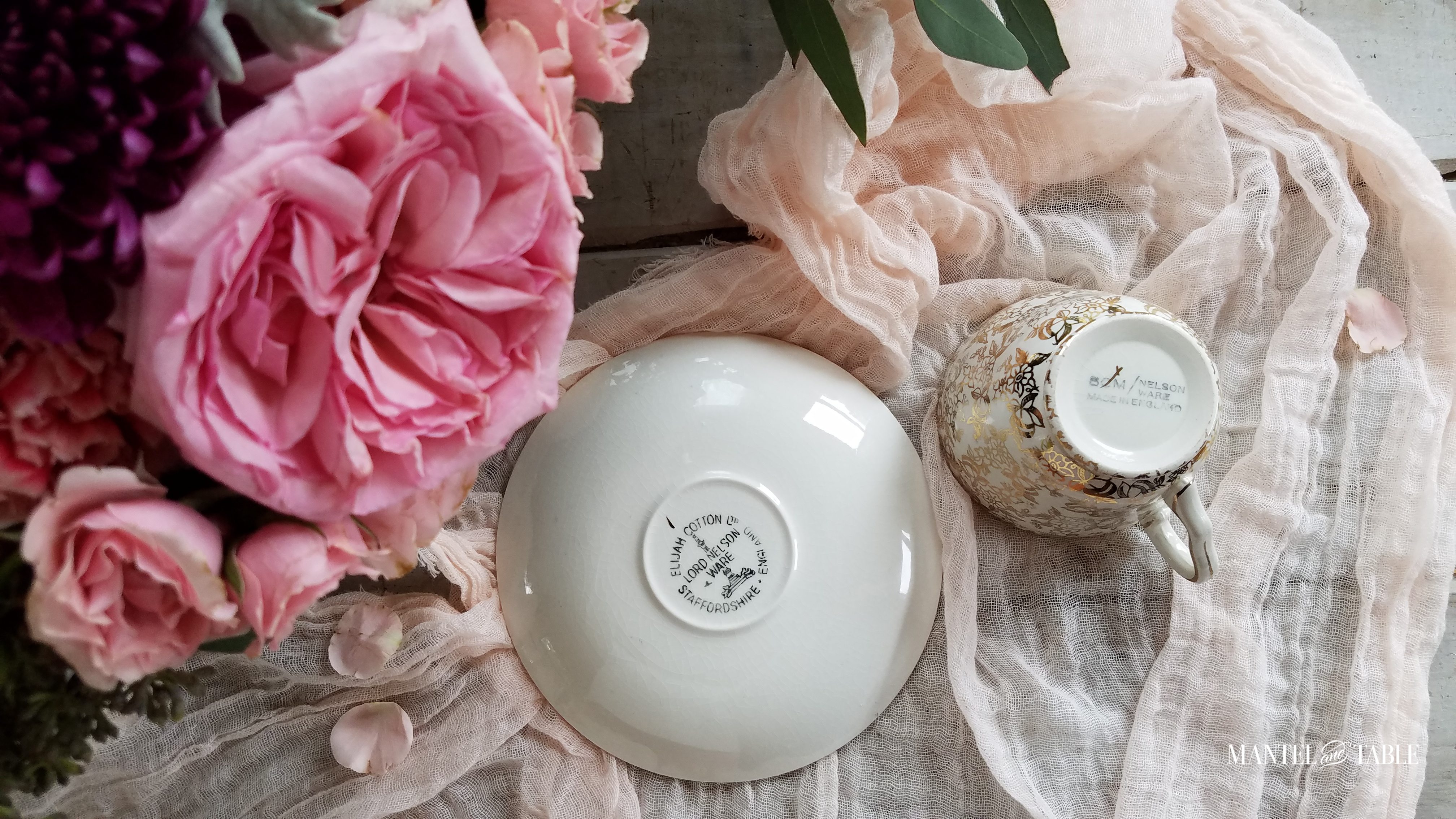 Undersides of cup and saucer