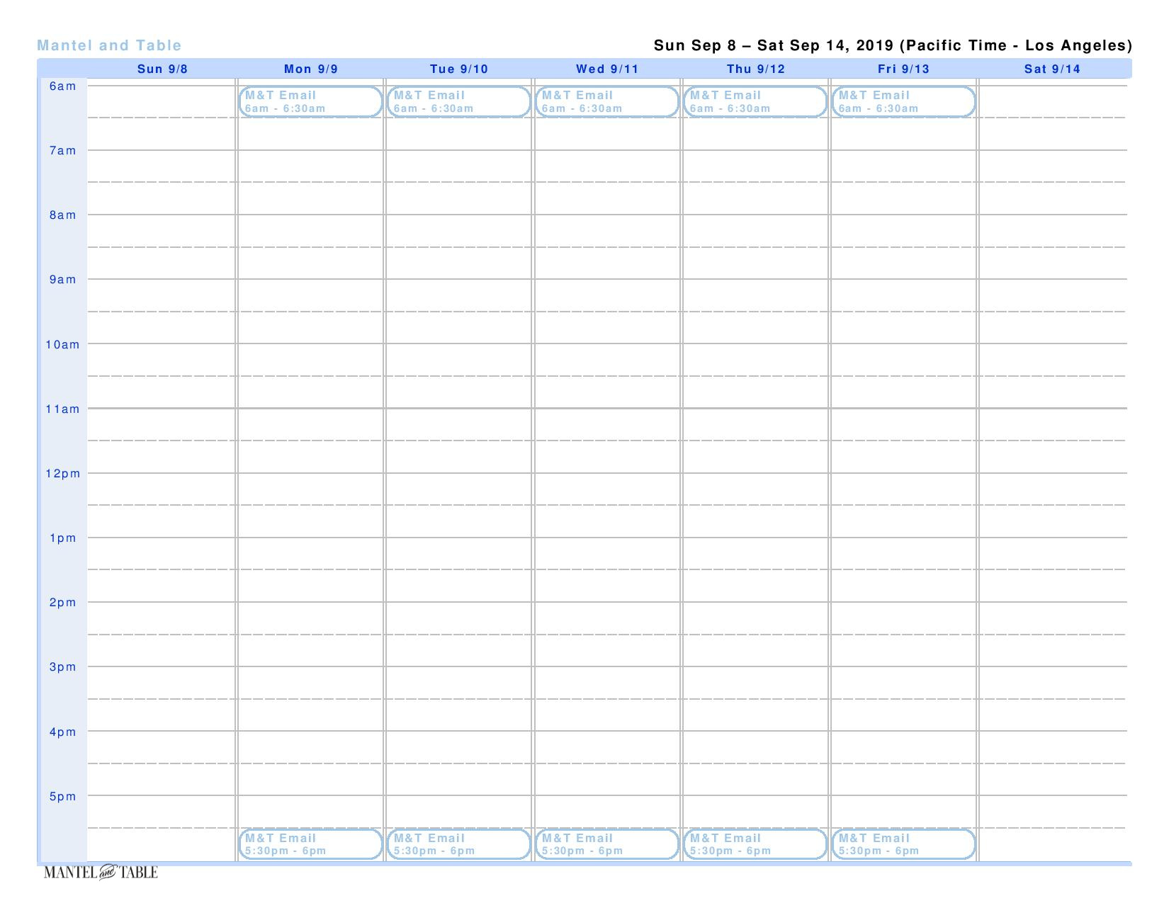 Google calendar with time blocks for email management