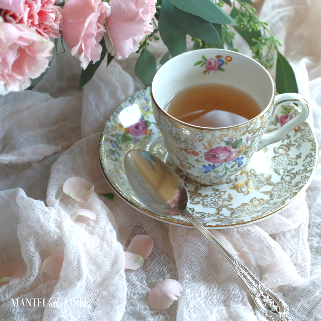 Vintage teacup with roses