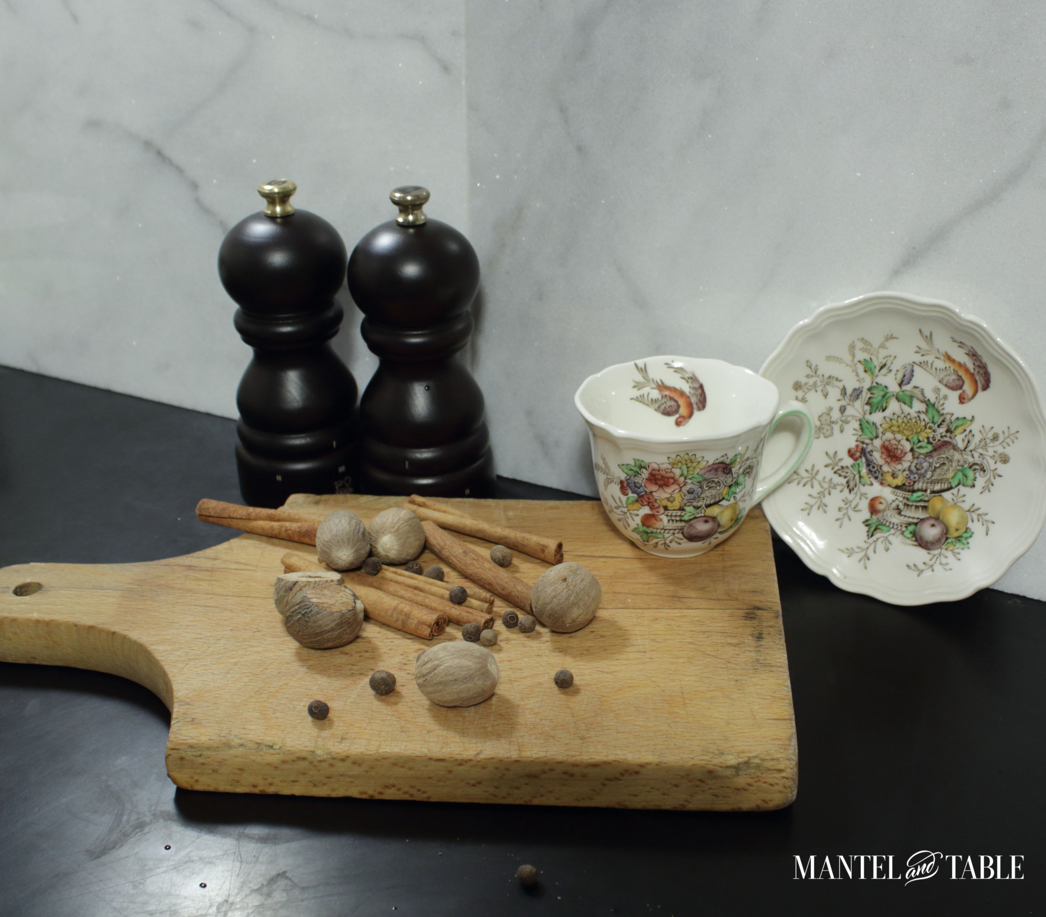Royal Doulton teacup - wider view with marble background