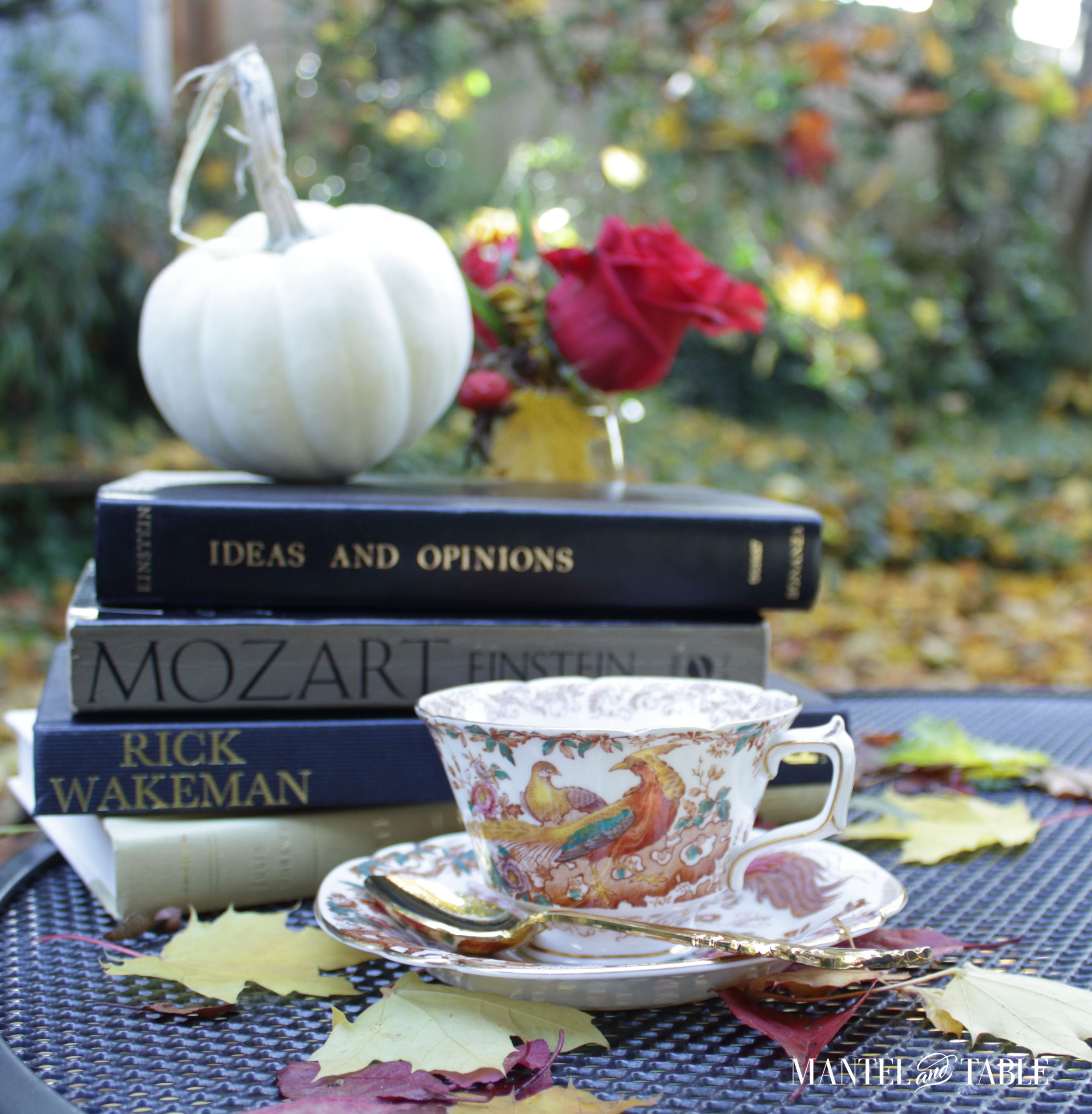 Royal Crown Derby teacup with book stack