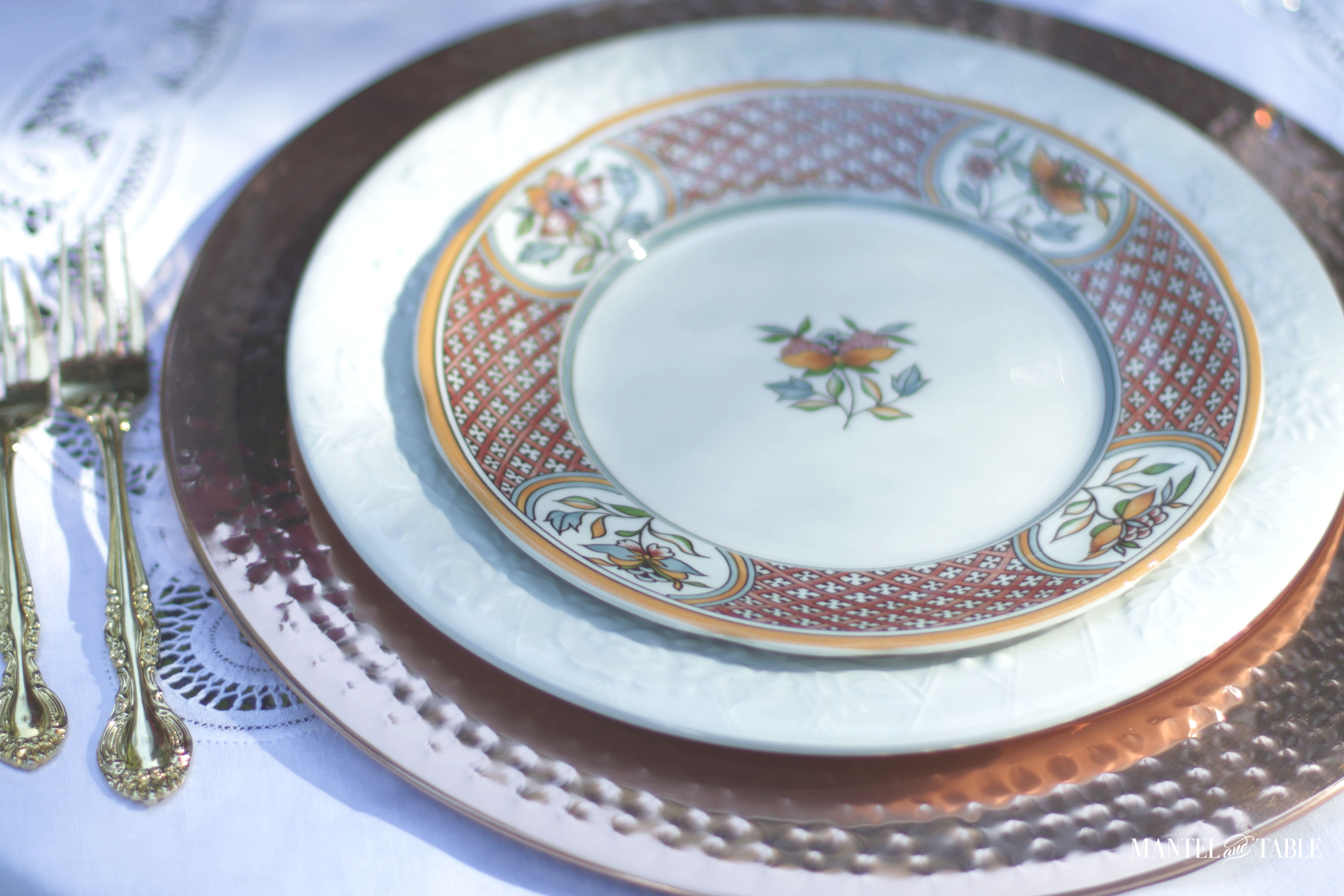 Elegant fall picnic plate stack