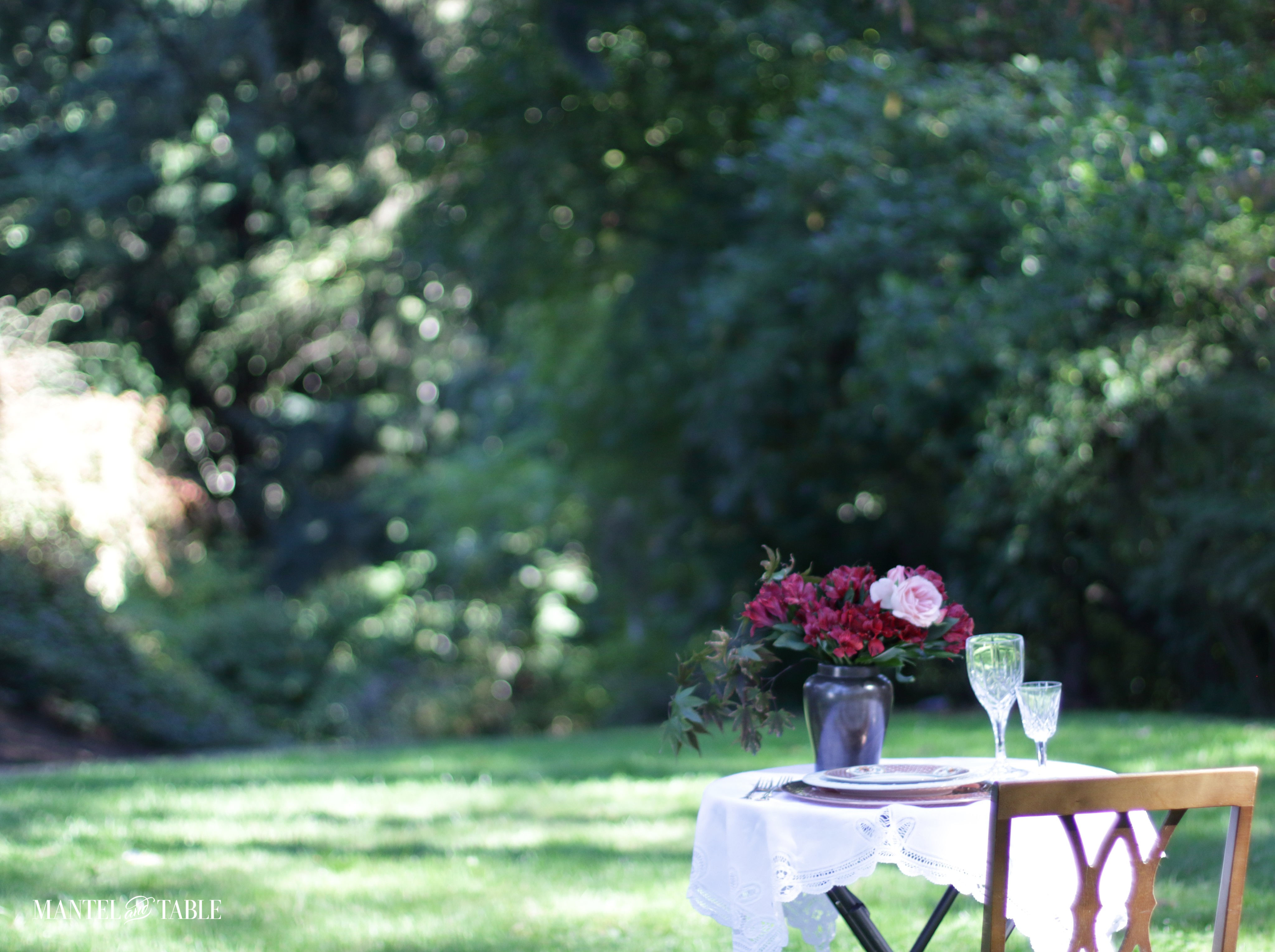 elegant fall picnic Table with a view