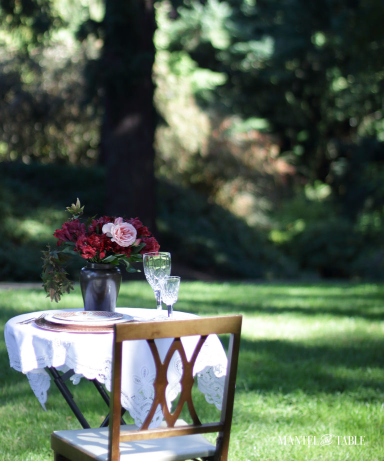 Small elegant fall picnic table