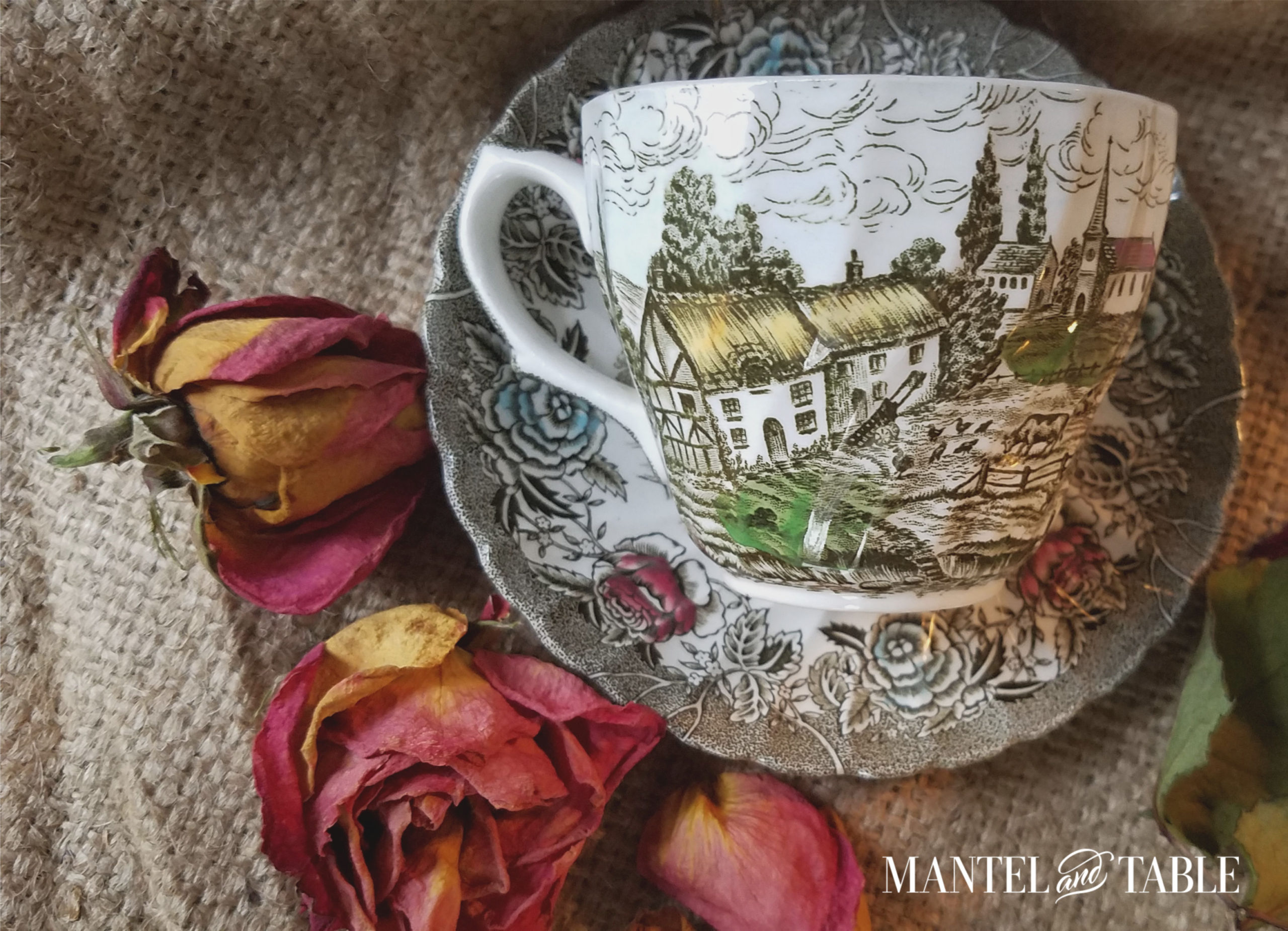 Fall Village Teacup - other side of cup