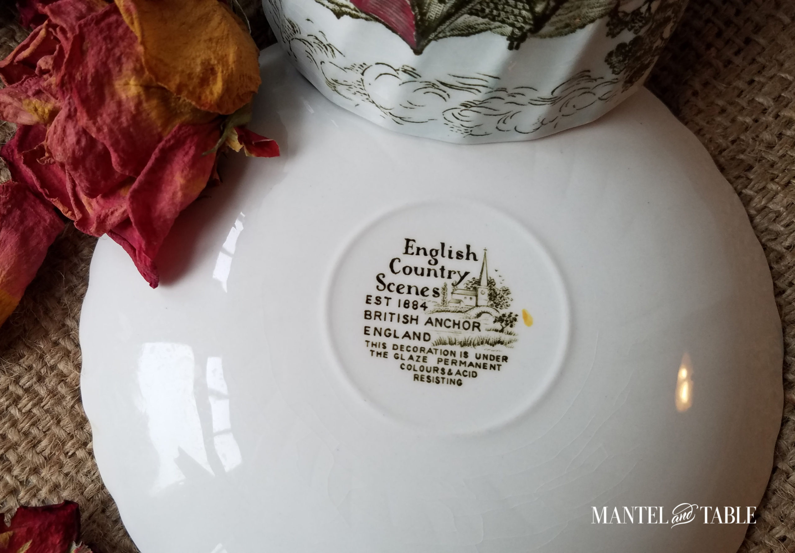 Fall Village Teacup - underside of saucer