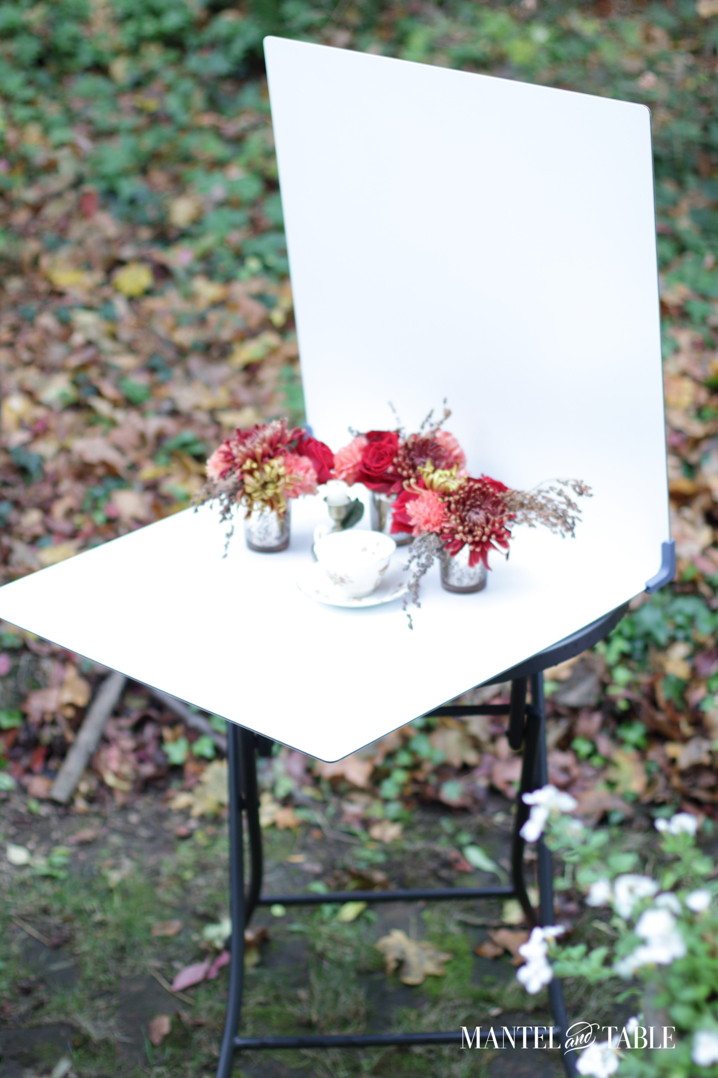 Full view of white background on a table