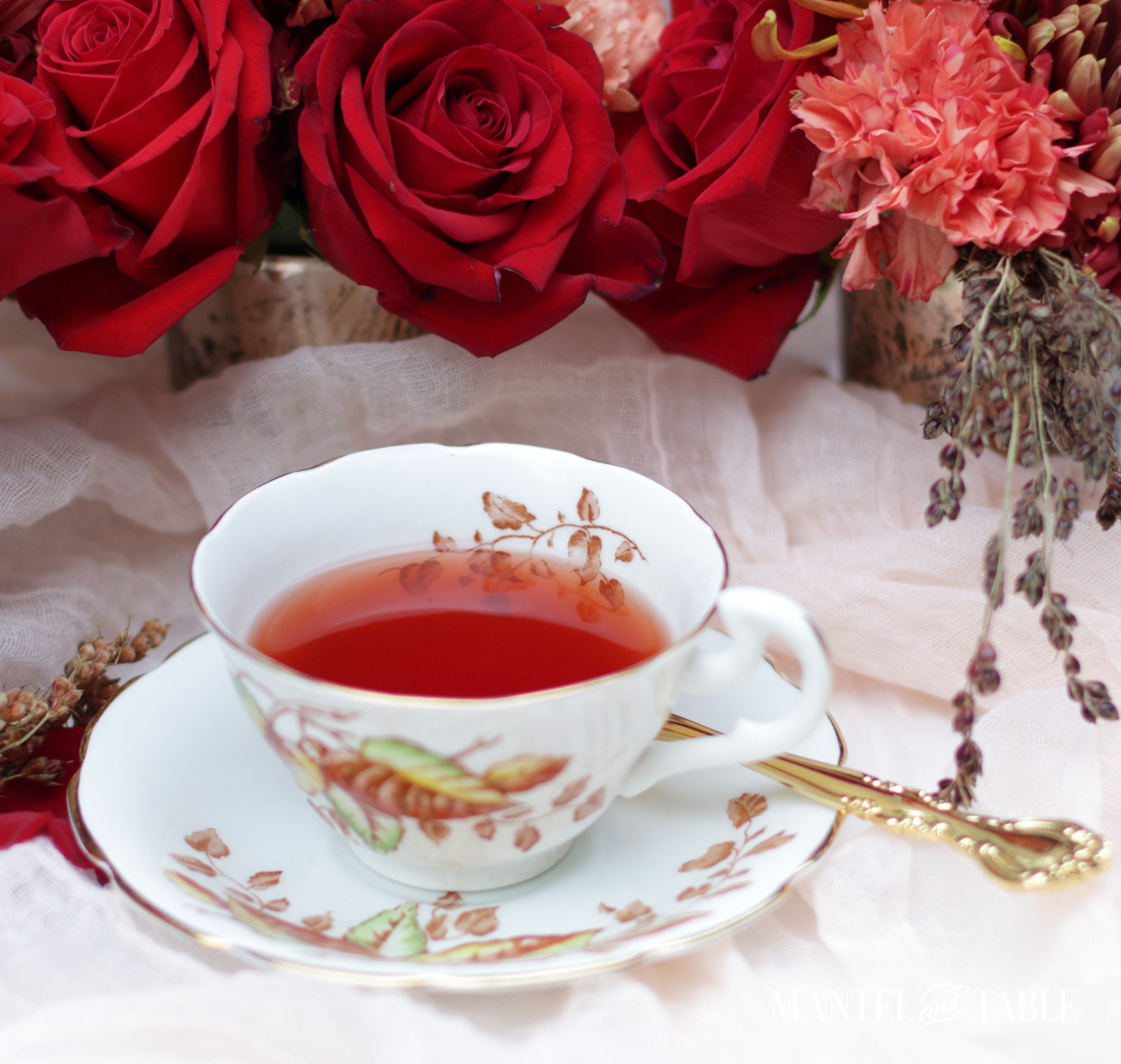 Teacup with fall flowers