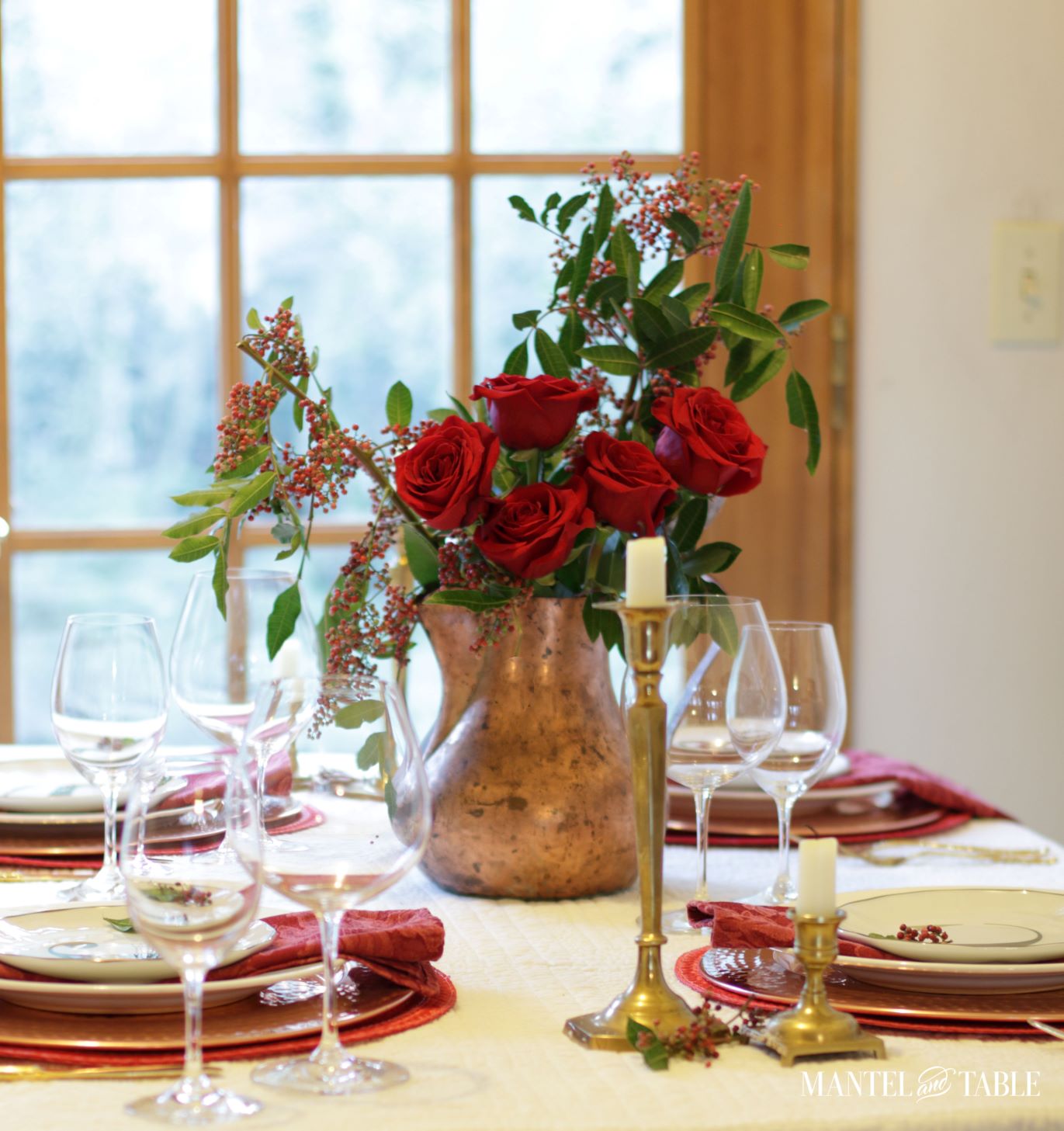 Christmas Tablescape ~ Full table closeup