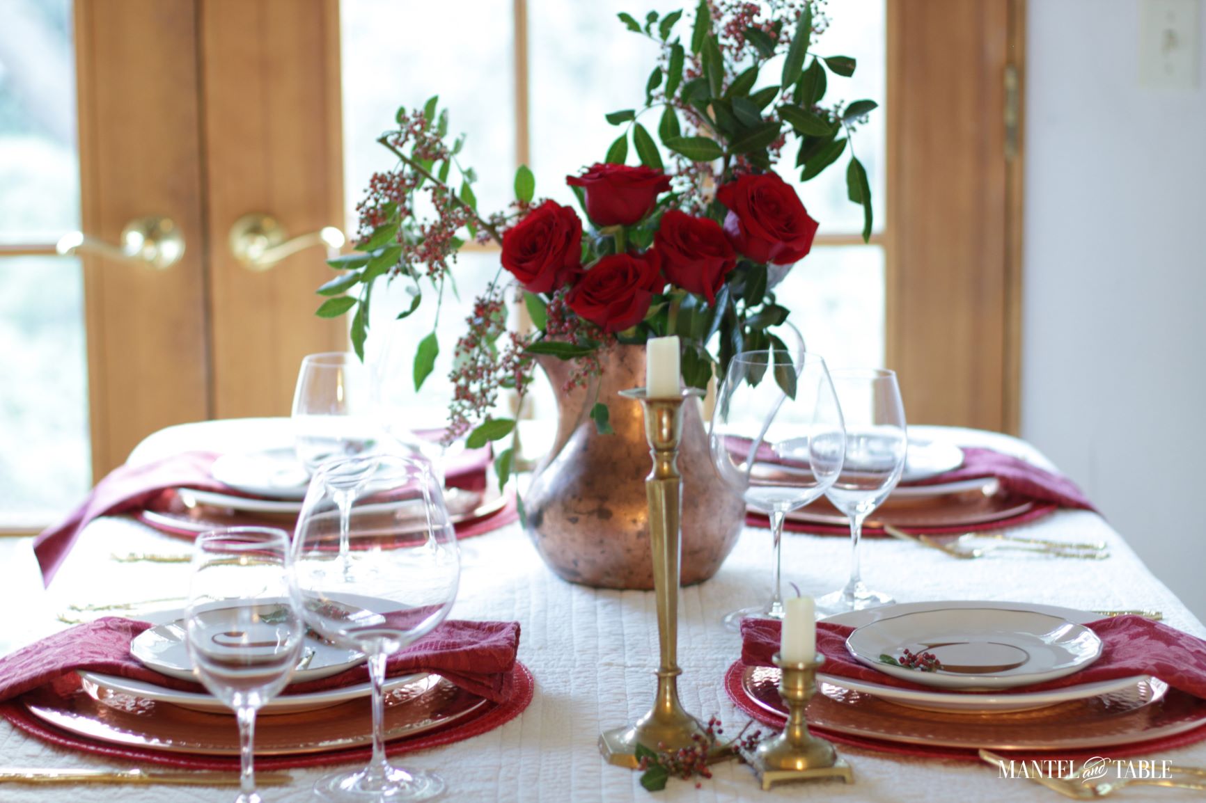 Christmas Tablescape ~ full table view from the end