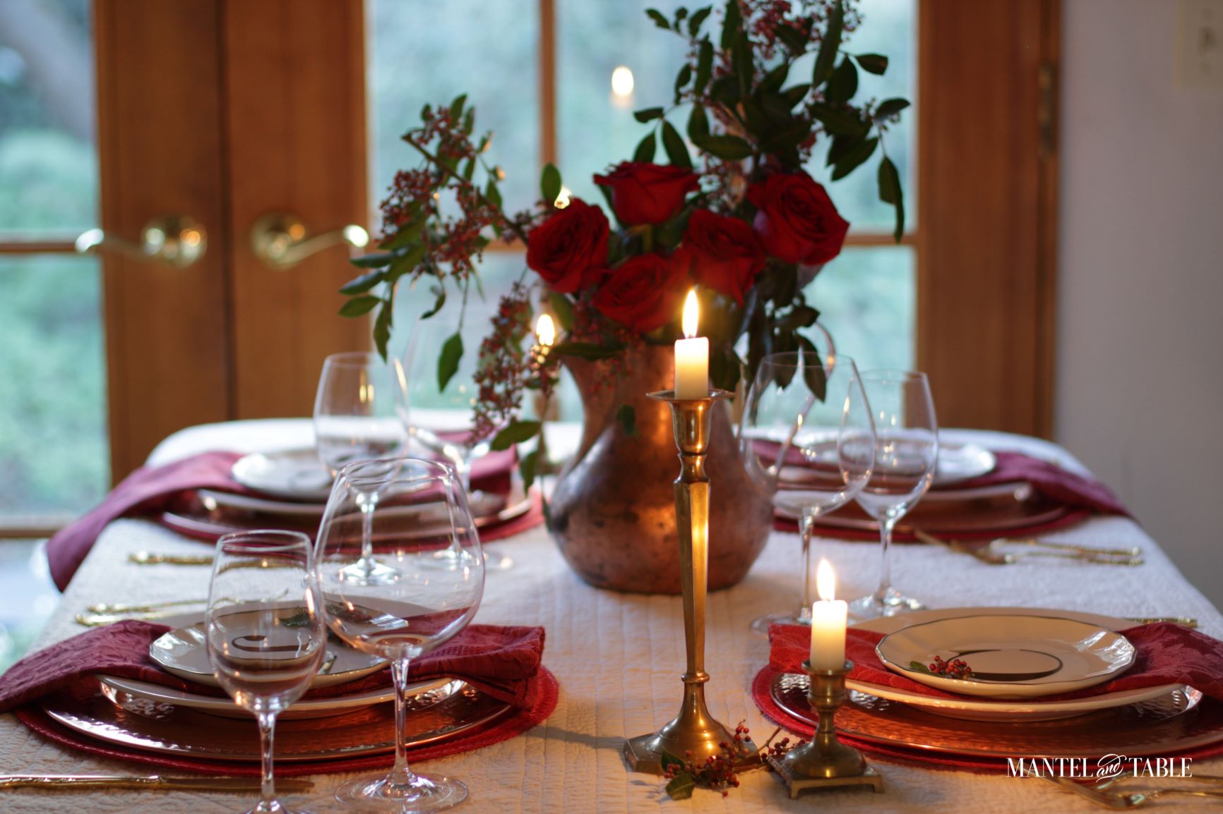Christmas Tablescape ~ full table side view
