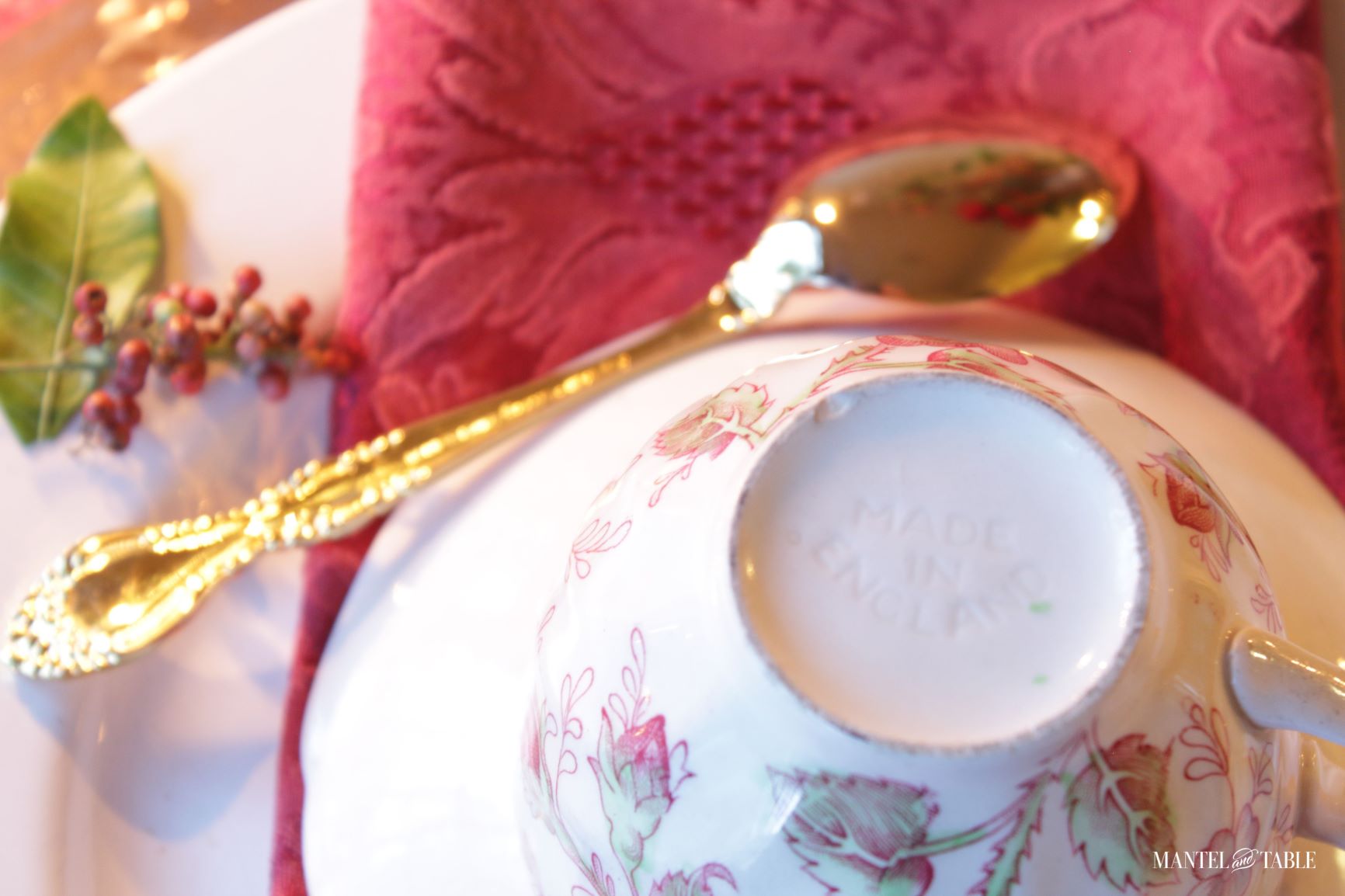 Underside of cup with "Made in England" impressed into it