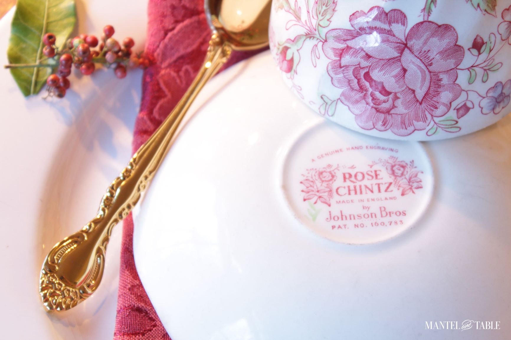 Rose Chintz teacup with pink backstamp