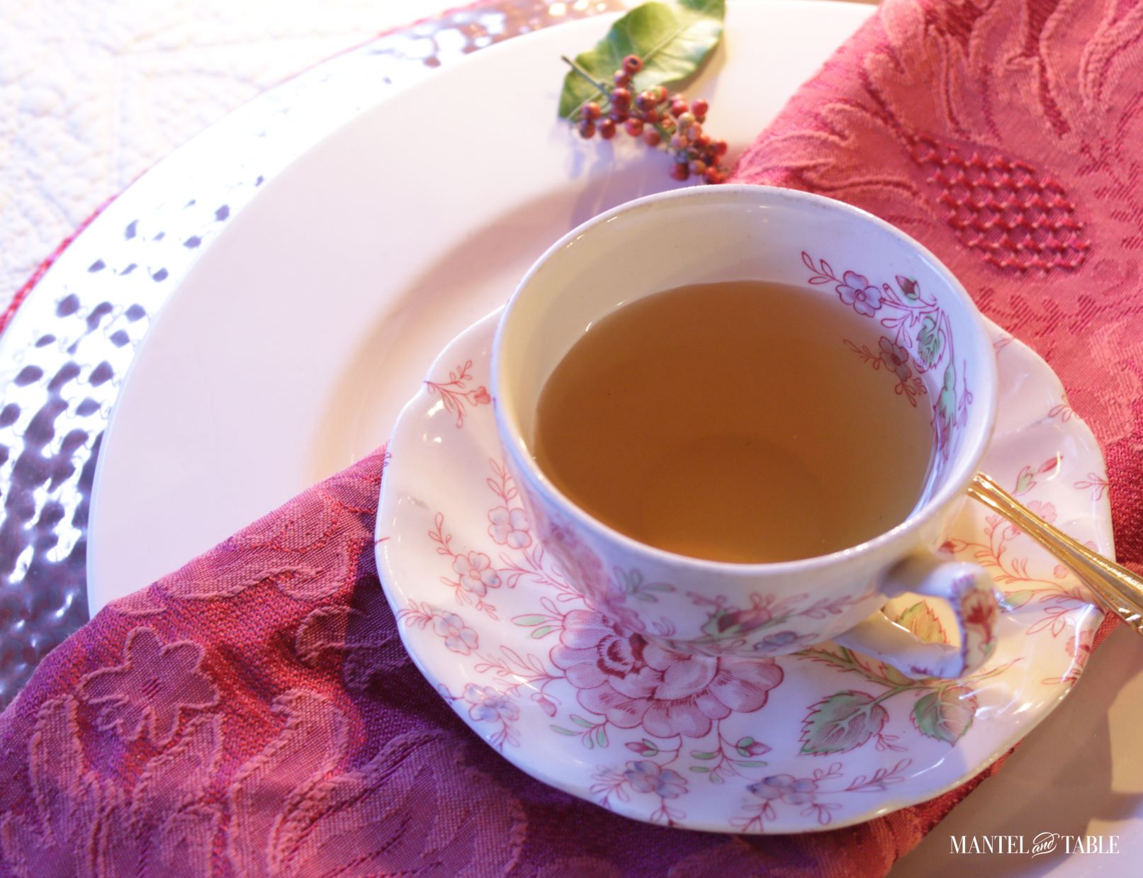 Teacup top view with tea