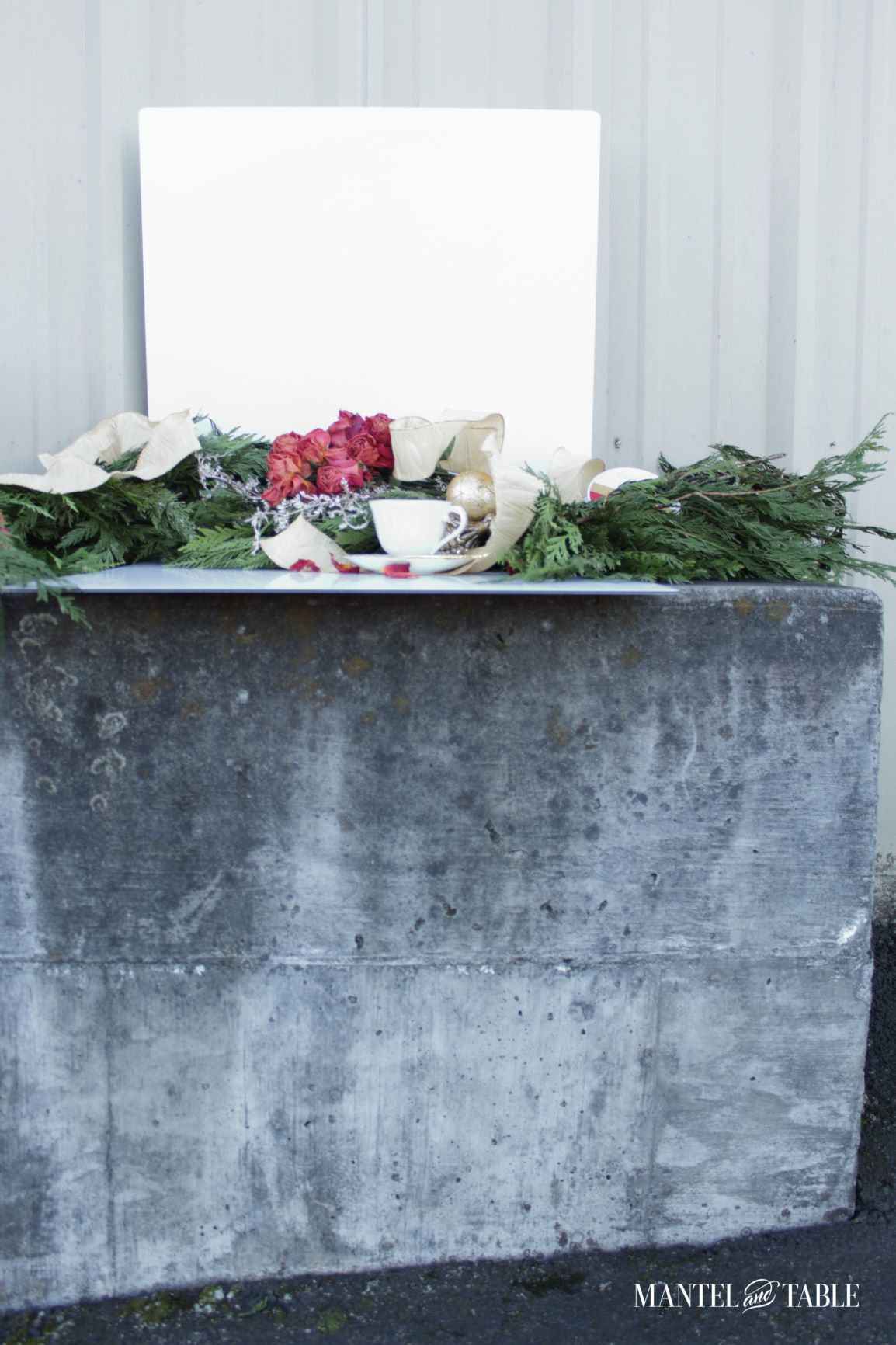 Photo session set up against industrial building