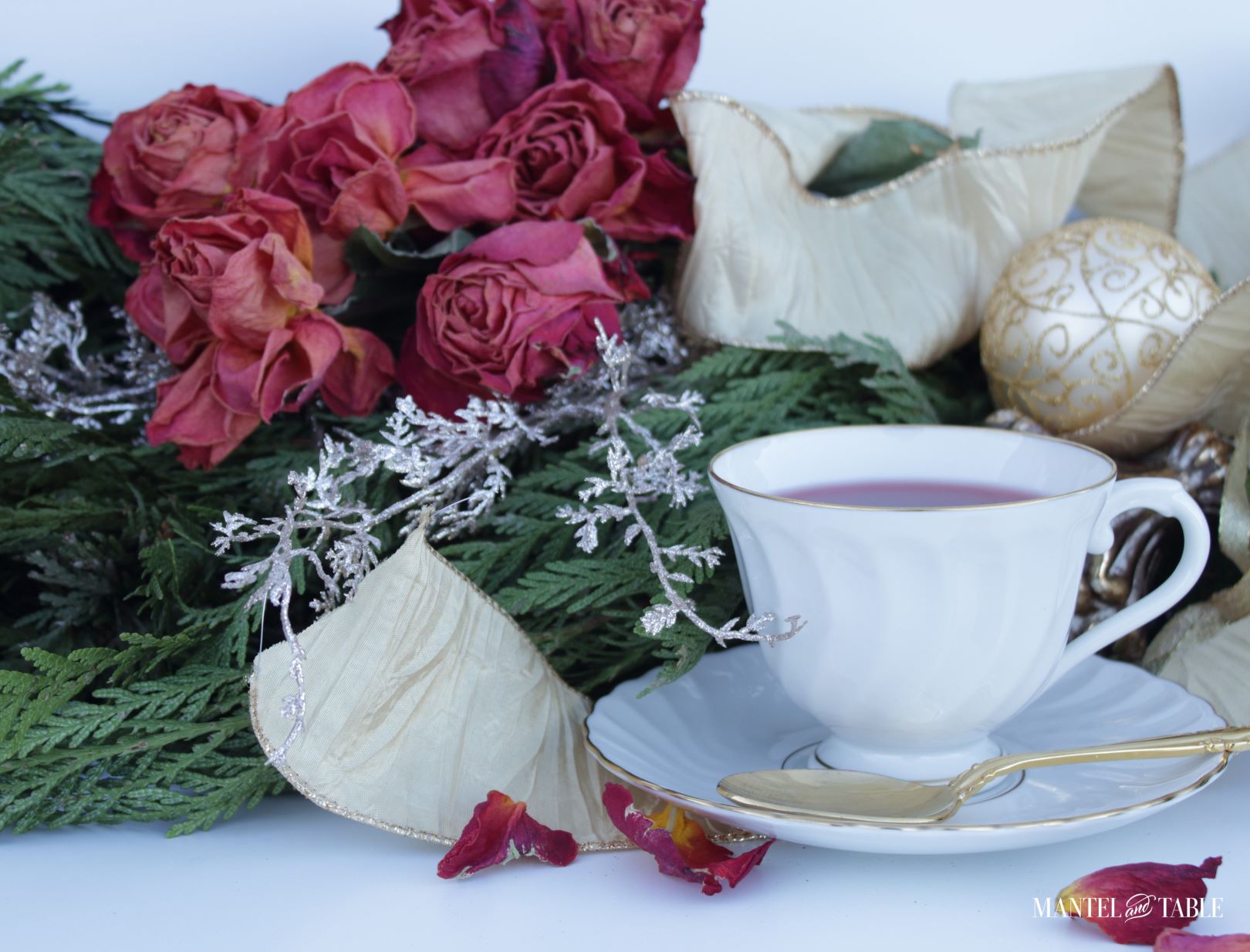 Syracuse China teacup & holiday decorating materials
