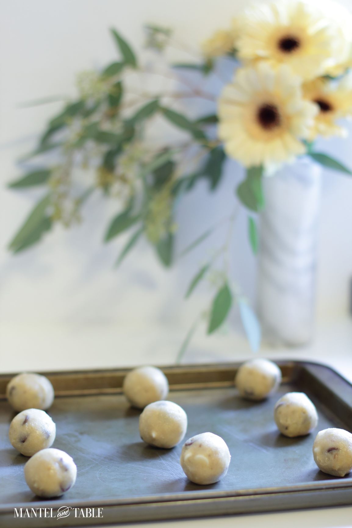 Best Chocolate Chip Cookies ~ Dough balls on a cookie sheet